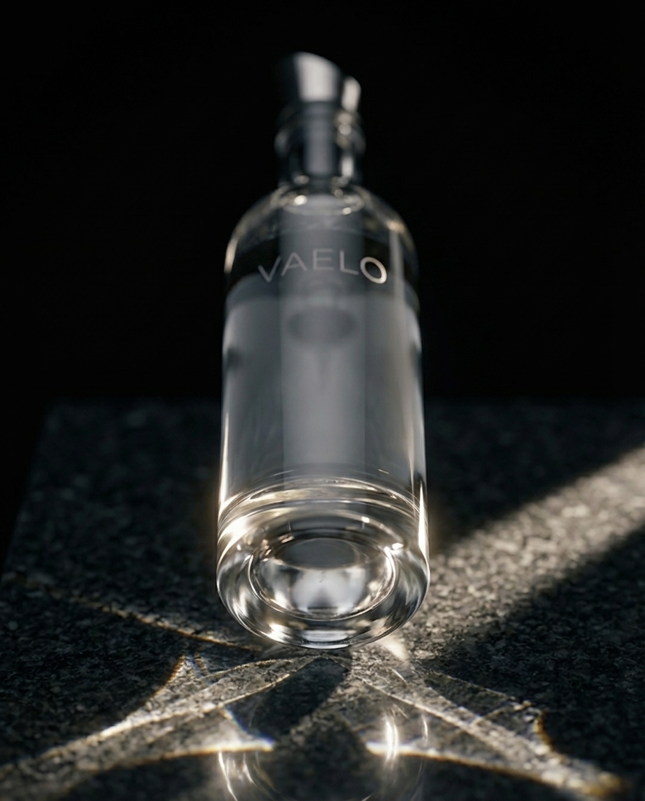 VAELO thick superflint glass base refracting light on stone